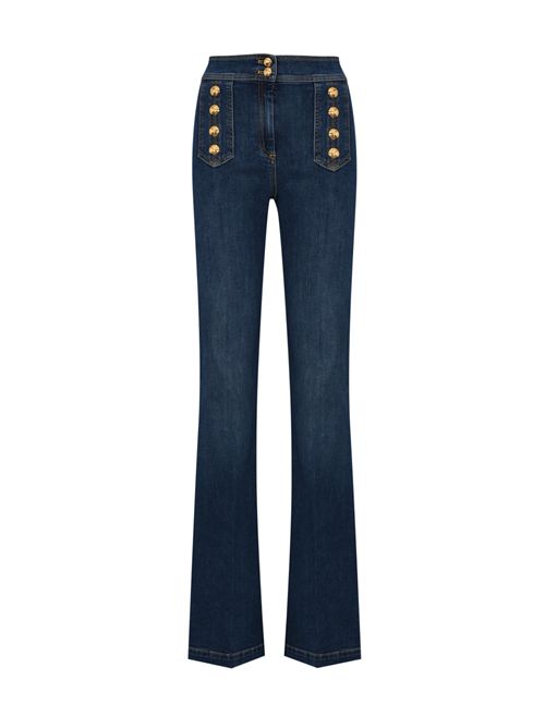 Jeans a palazzo in denim di cotone e lyocell con bottoni Elisabetta Franchi | PJ19D61E2104